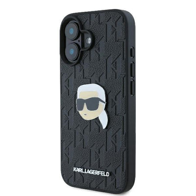 Karl Lagerfeld Monogram Karl Head Pin iPhone 16 Case - Black