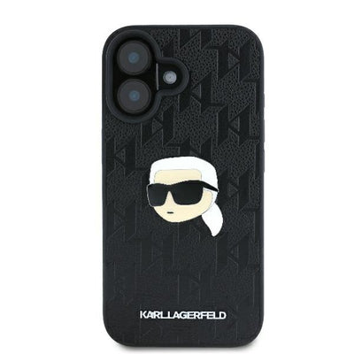 Karl Lagerfeld Monogram Karl Head Pin iPhone 16 Case - Black