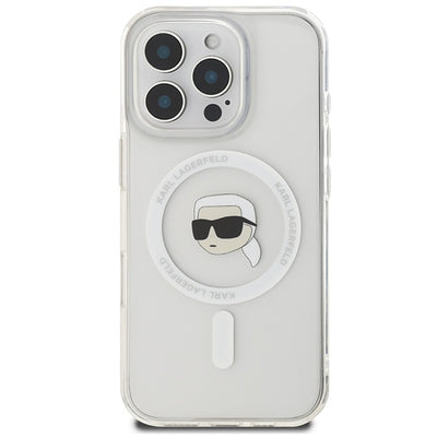 Karl Lagerfeld IML Metal Karl Head MagSafe Case for iPhone 16 Pro - White