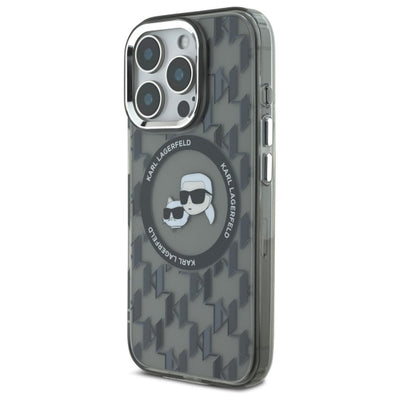Karl Lagerfeld IML Monogram Karl &amp; Choupette Head MagSafe iPhone 16 Pro Case - Black