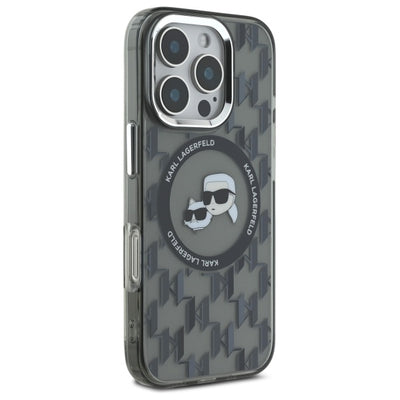Karl Lagerfeld IML Monogram Karl &amp; Choupette Head MagSafe iPhone 16 Pro Case - Black
