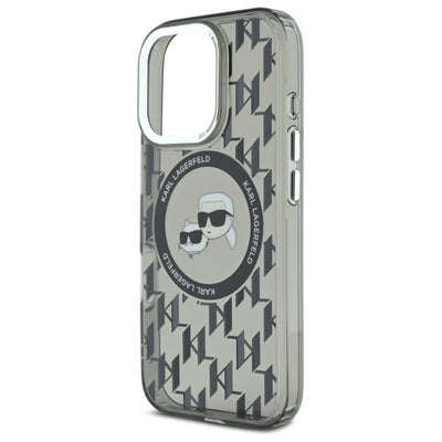 Karl Lagerfeld IML Monogram Karl &amp; Choupette Head MagSafe iPhone 16 Pro Case - Black