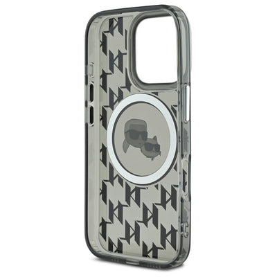 Karl Lagerfeld IML Monogram Karl &amp; Choupette Head MagSafe iPhone 16 Pro Case - Black