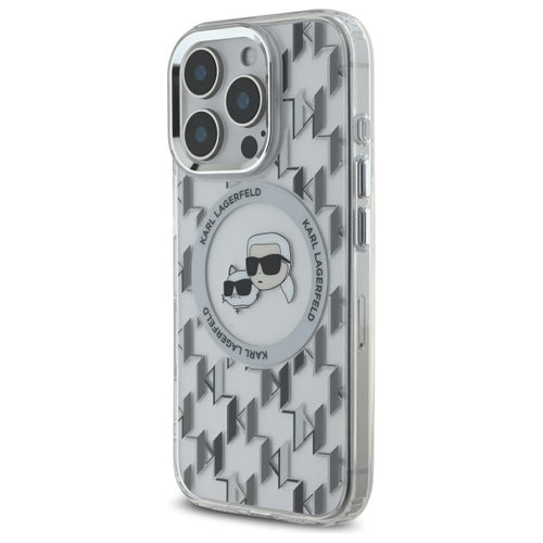 Karl Lagerfeld IML Monogram Karl &amp; Choupette Head MagSafe iPhone 16 Pro Case - Clear