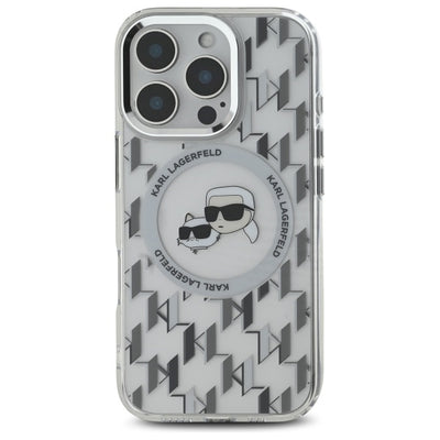Karl Lagerfeld IML Monogram Karl &amp; Choupette Head MagSafe iPhone 16 Pro Case - Clear