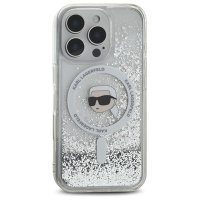 Karl Lagerfeld Liquid Glitter Karl Head Magsafe Case for iPhone 16 Pro - Clear