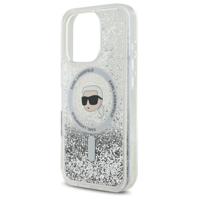 Karl Lagerfeld Liquid Glitter Karl Head Magsafe Case for iPhone 16 Pro - Clear