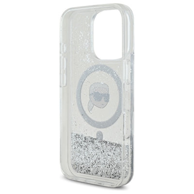 Karl Lagerfeld Liquid Glitter Karl Head Magsafe Case for iPhone 16 Pro - Clear