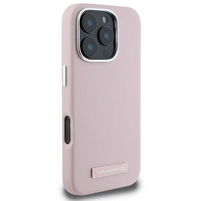 Karl Lagerfeld FW Metal Plate MagSafe iPhone 16 Pro Case - Pink