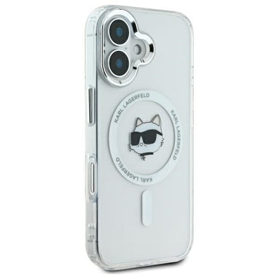 Karl Lagerfeld IML Metal Choupette Head MagSafe case for iPhone 16 Plus - white