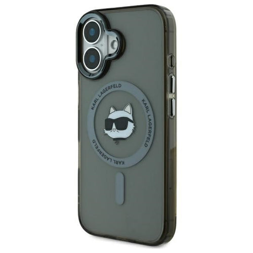 Karl Lagerfeld IML Metal Choupette Head MagSafe iPhone 16 Plus Case - Black