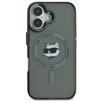 Karl Lagerfeld IML Metal Choupette Head MagSafe iPhone 16 Plus Case - Black