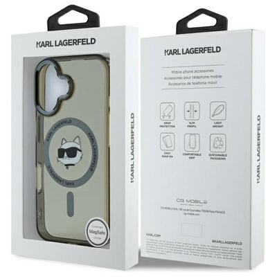 Karl Lagerfeld IML Metal Choupette Head MagSafe iPhone 16 Plus Case - Black