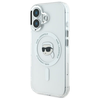 Karl Lagerfeld IML Metal Karl Head MagSafe Case for iPhone 16 Plus - White