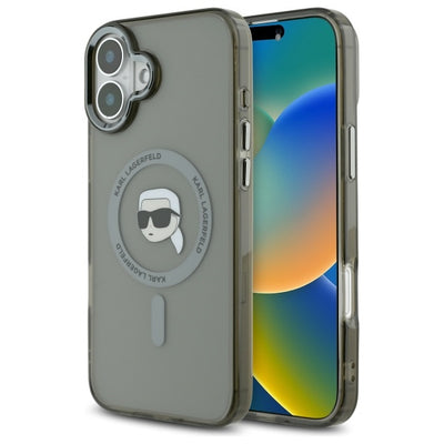 Karl Lagerfeld IML Metal Karl Head MagSafe iPhone 16 Plus Case - Black
