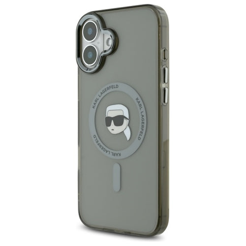 Karl Lagerfeld IML Metal Karl Head MagSafe iPhone 16 Plus Case - Black