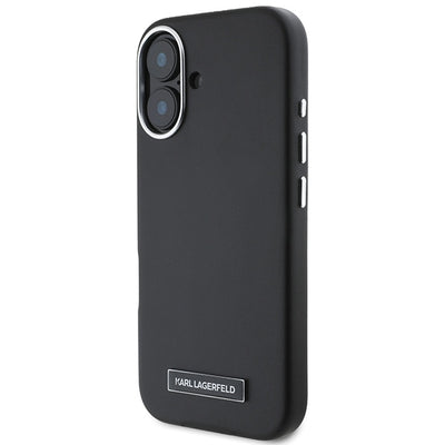Karl Lagerfeld FW Metal Plate MagSafe iPhone 16 Plus Case - Black