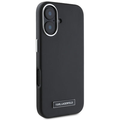 Karl Lagerfeld FW Metal Plate MagSafe iPhone 16 Plus Case - Black