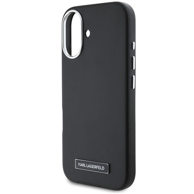 Karl Lagerfeld FW Metal Plate MagSafe iPhone 16 Plus Case - Black