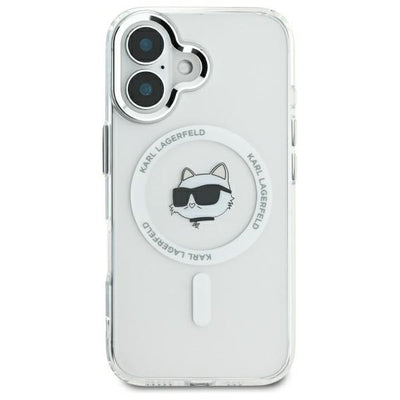 Karl Lagerfeld IML Metal Choupette Head MagSafe iPhone 16 Case - White