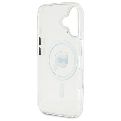 Karl Lagerfeld IML Metal Karl Head MagSafe iPhone 16 Case - White