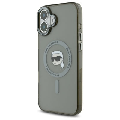 Karl Lagerfeld IML Metal Karl Head MagSafe iPhone 16 Case - Black