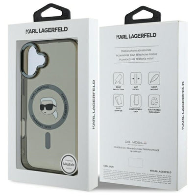 Karl Lagerfeld IML Metal Karl Head MagSafe iPhone 16 Case - Black