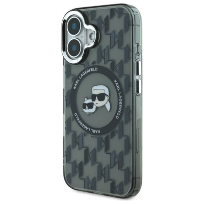 Karl Lagerfeld IML Monogram Karl &amp; Choupette Head MagSafe iPhone 16 Case - Black