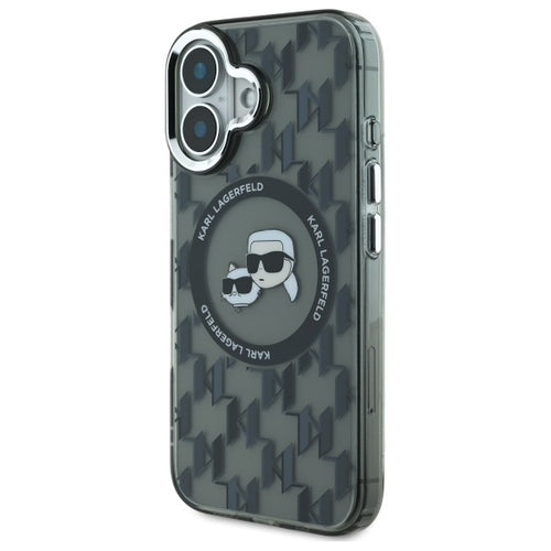 Karl Lagerfeld IML Monogram Karl &amp; Choupette Head MagSafe iPhone 16 Case - Black