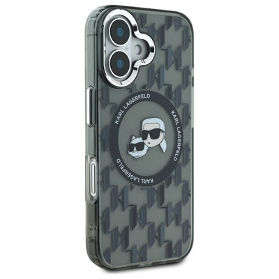 Karl Lagerfeld IML Monogram Karl &amp; Choupette Head MagSafe iPhone 16 Case - Black