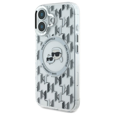 Karl Lagerfeld IML Monogram Karl &amp; Choupette Head MagSafe iPhone 16 Case - Clear