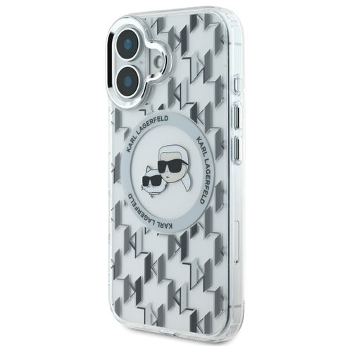 Karl Lagerfeld IML Monogram Karl &amp; Choupette Head MagSafe iPhone 16 Case - Clear