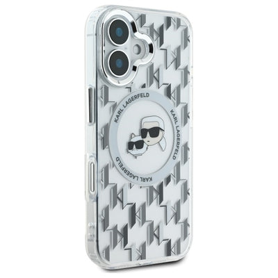 Karl Lagerfeld IML Monogram Karl &amp; Choupette Head MagSafe iPhone 16 Case - Clear