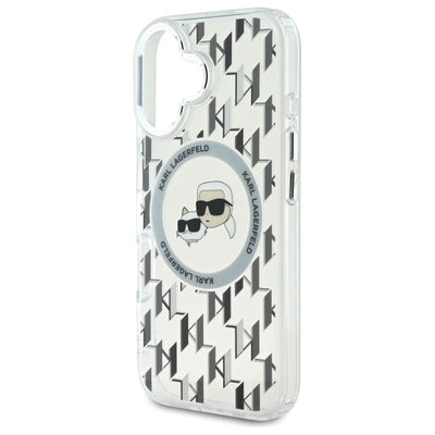 Karl Lagerfeld IML Monogram Karl &amp; Choupette Head MagSafe iPhone 16 Case - Clear