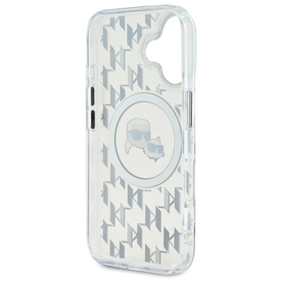 Karl Lagerfeld IML Monogram Karl &amp; Choupette Head MagSafe iPhone 16 Case - Clear