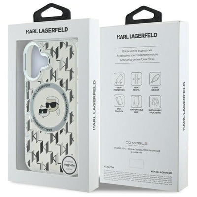 Karl Lagerfeld IML Monogram Karl &amp; Choupette Head MagSafe iPhone 16 Case - Clear