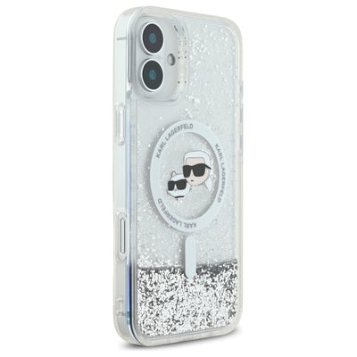Karl Lagerfeld Liquid Glitter Karl&amp;Choupette Head Magsafe iPhone 16 Case - Clear