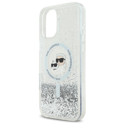 Karl Lagerfeld Liquid Glitter Karl&amp;Choupette Head Magsafe iPhone 16 Case - Clear