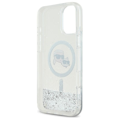 Karl Lagerfeld Liquid Glitter Karl&amp;Choupette Head Magsafe iPhone 16 Case - Clear