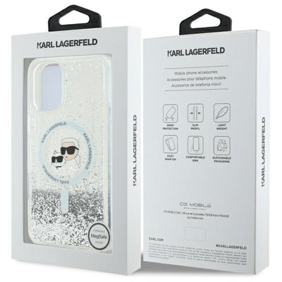 Karl Lagerfeld Liquid Glitter Karl&amp;Choupette Head Magsafe iPhone 16 Case - Clear