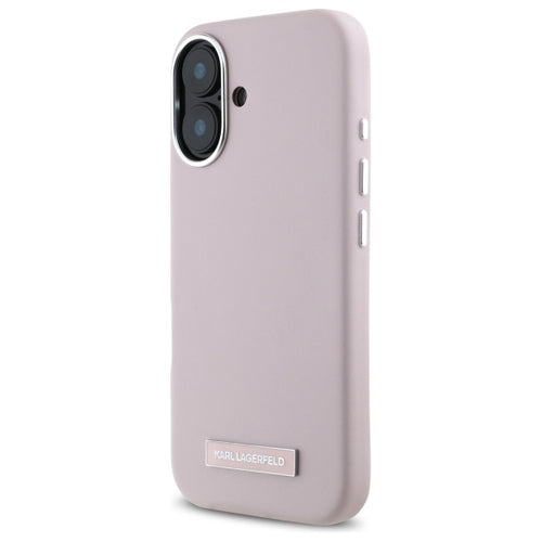 Karl Lagerfeld FW Metal Plate MagSafe iPhone 16 Case - Pink