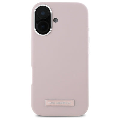 Karl Lagerfeld FW Metal Plate MagSafe iPhone 16 Case - Pink