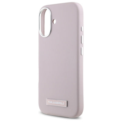 Karl Lagerfeld FW Metal Plate MagSafe iPhone 16 Case - Pink