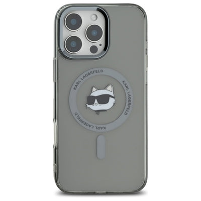 Karl Lagerfeld IML Metal Choupette Head MagSafe Case for iPhone 16 Pro Max - Black