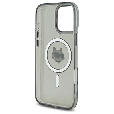 Karl Lagerfeld IML Metal Choupette Head MagSafe Case for iPhone 16 Pro Max - Black