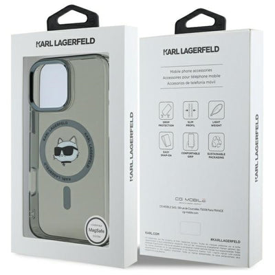Karl Lagerfeld IML Metal Choupette Head MagSafe Case for iPhone 16 Pro Max - Black