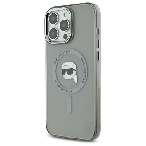 Karl Lagerfeld IML Metal Karl Head MagSafe Case for iPhone 16 Pro Max - Black
