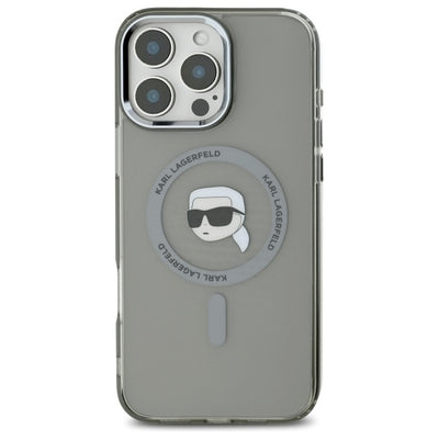 Karl Lagerfeld IML Metal Karl Head MagSafe Case for iPhone 16 Pro Max - Black