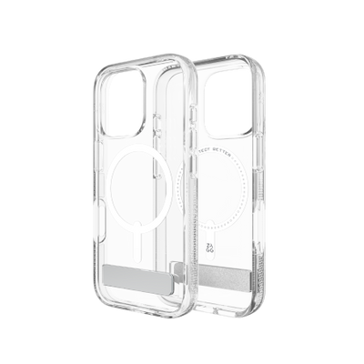 ZAGG Crystal Palace Snap Kickstand MagSafe Case with Stand for iPhone 16 Pro - Clear