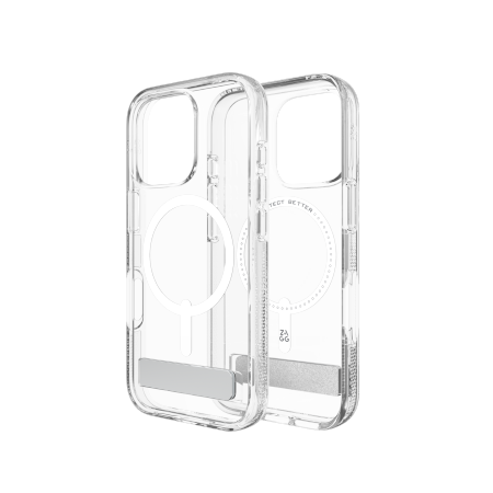 ZAGG Crystal Palace Snap Kickstand MagSafe Case with Stand for iPhone 16 Pro - Clear